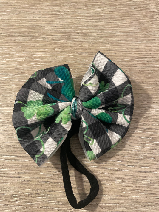 Plaid clover nylon bow🧡