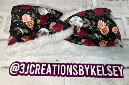 Boho moon white child ear warmers