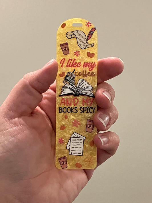 I like my coffee and my books spicy yellow bookmarks