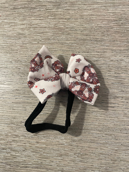 Boho peace sign nylon bow🧡