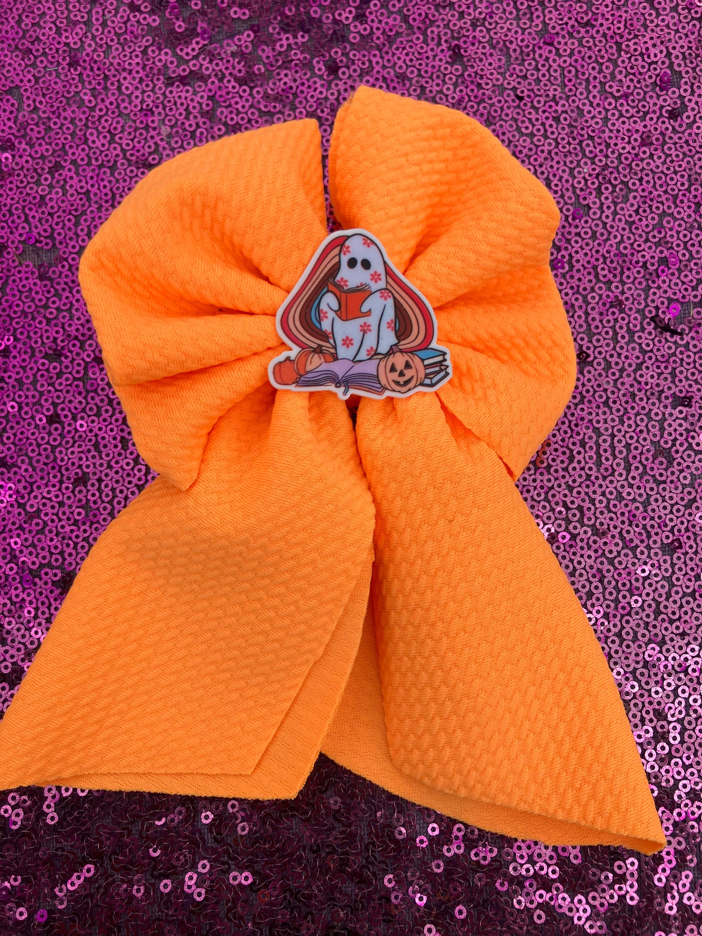 Ghost with books orange sailor bows