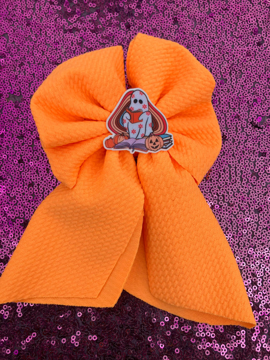 Ghost with books orange sailor bows