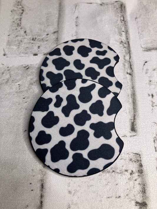 Black cow car coasters