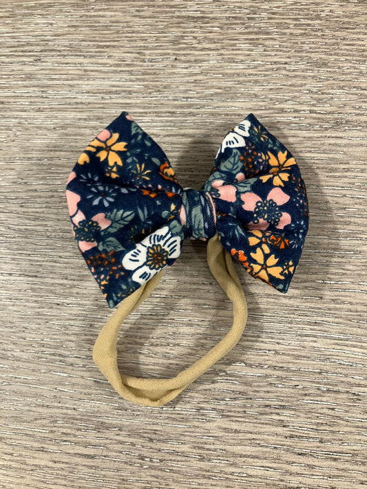 Navy wildflowers nylon bows