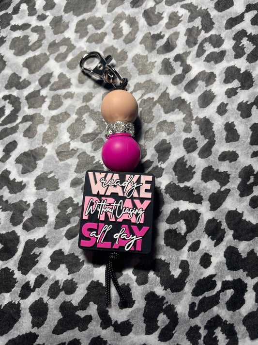 Wake pray slay keychain