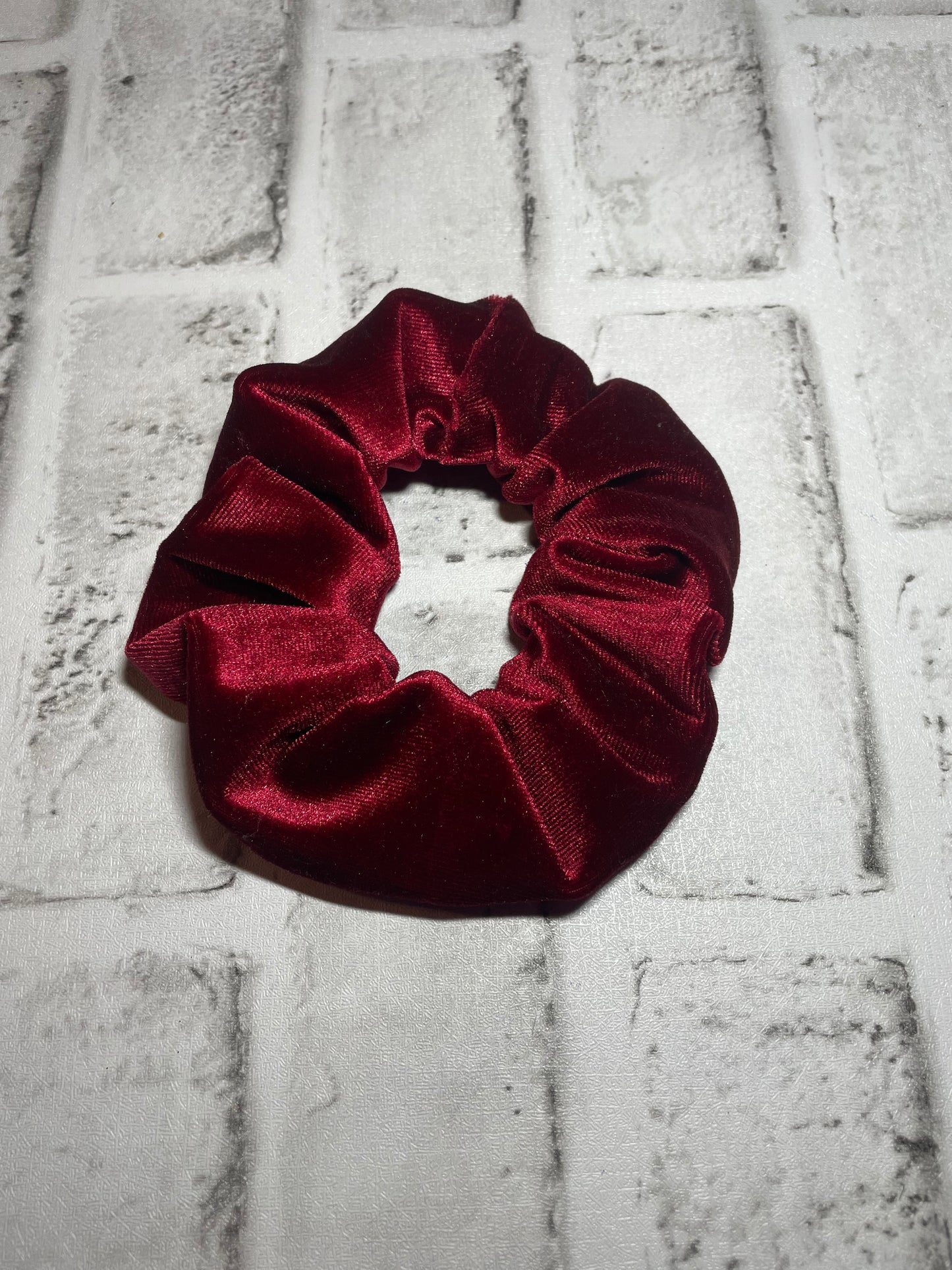 Dark red velvet scrunchies