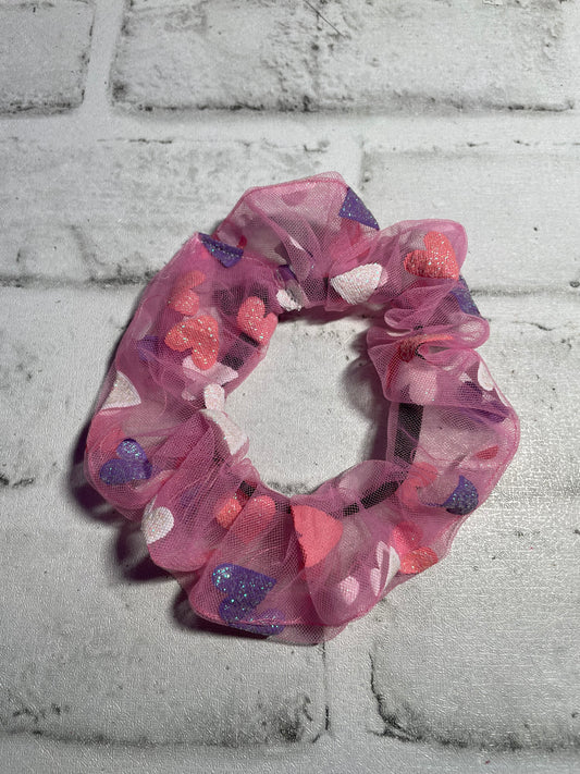 Pink mesh hearts Scrunchies