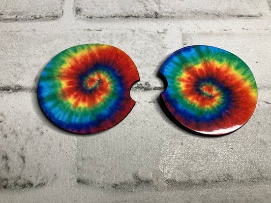 Regular tie dye car coasters💜