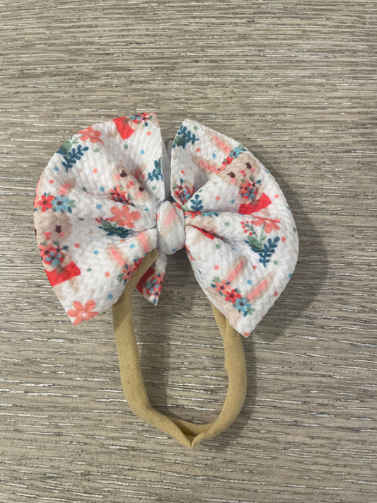 Bunny flowers nylon bow🧡