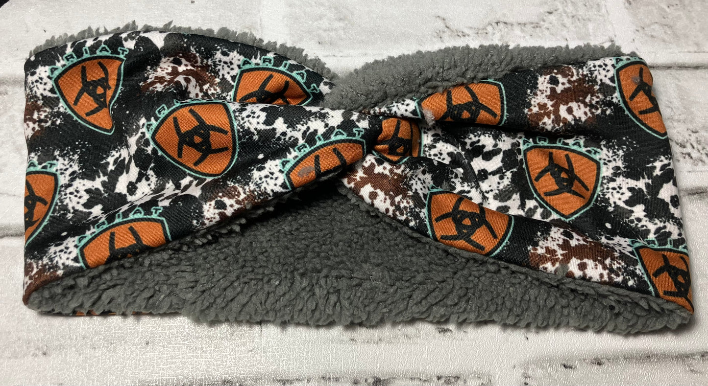 Cow blue collar adult ear warmers