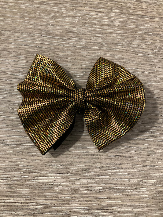 Gold sparkle clip bow