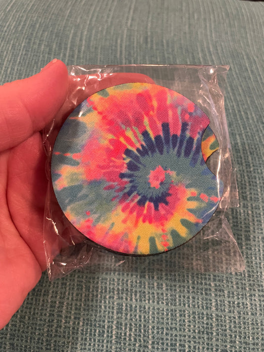 Tie dye pastel car coasters