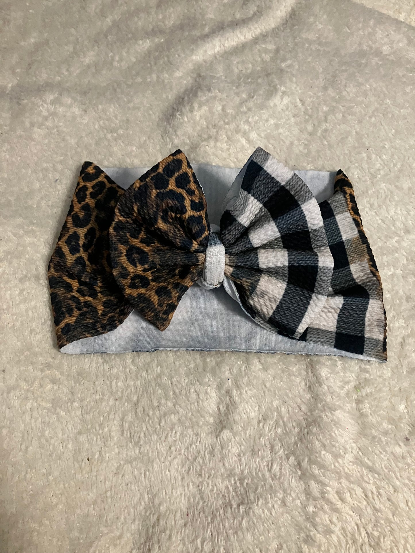 Plaid cheetah toddler bow wrap