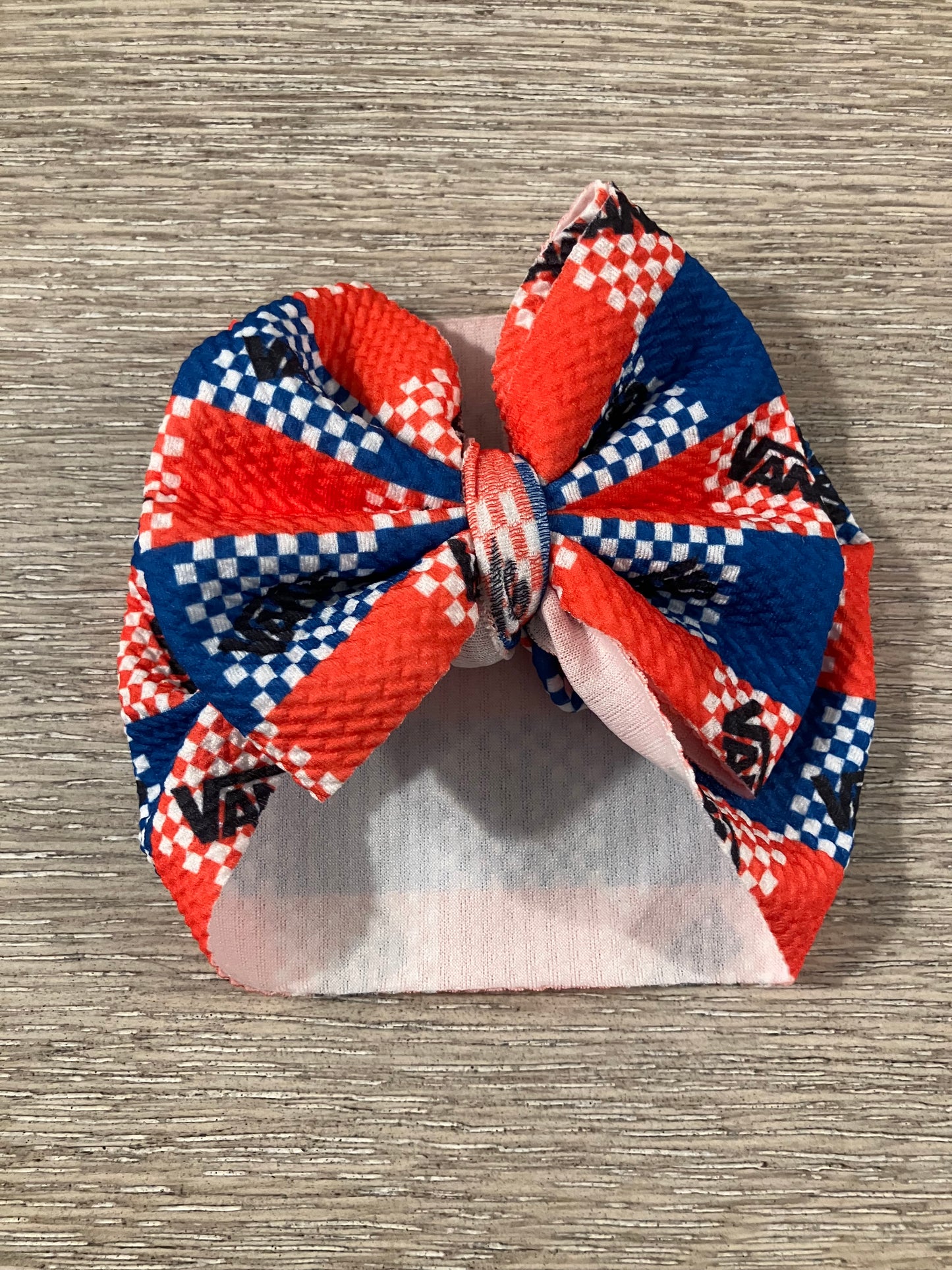 Red blue checkered shoes newborn bow wrap