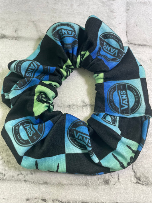 Checkered blue/green shoes scrunchies🧡