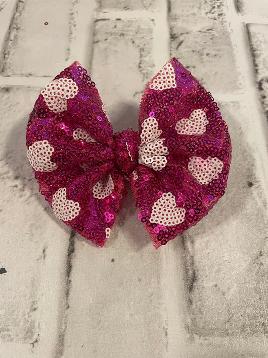 Pink sequin clip bow