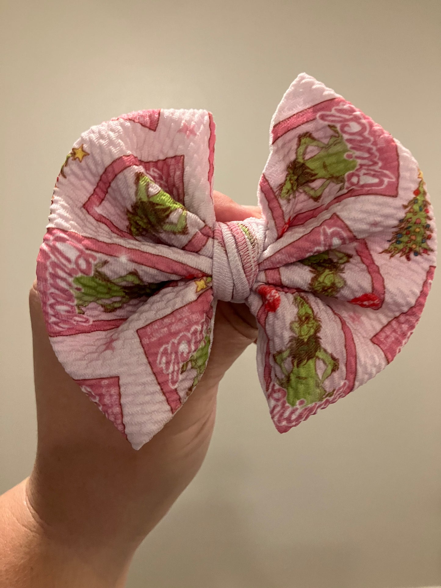 Pink mean guy doll clip bow