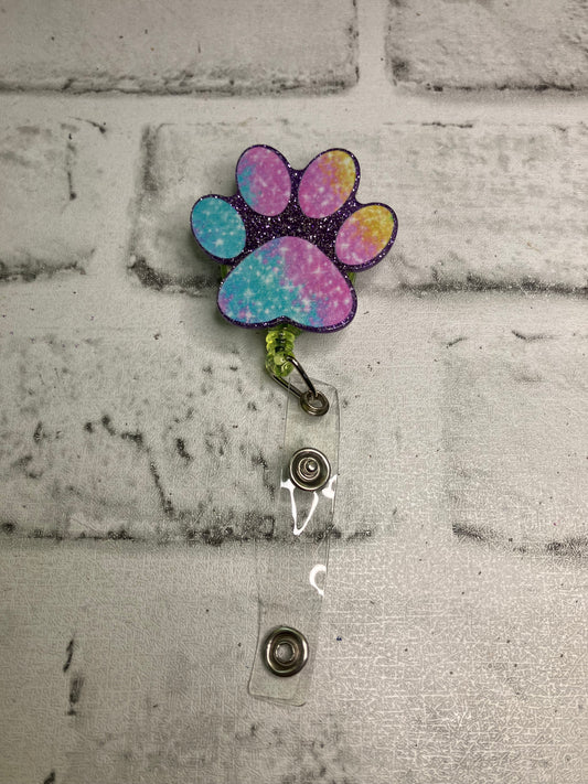 Paw print badge reel