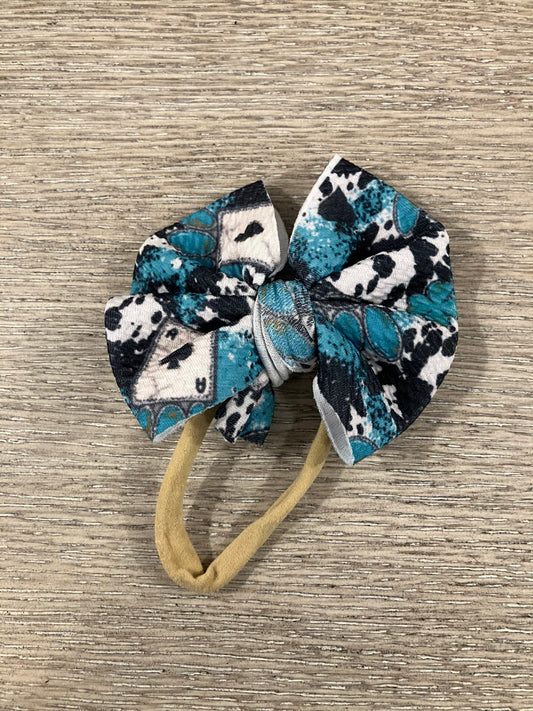 Turquoise card cow nylon bows