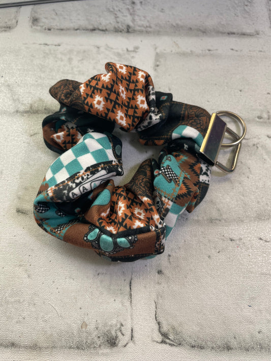 Western 8 ball scrunchie keychain