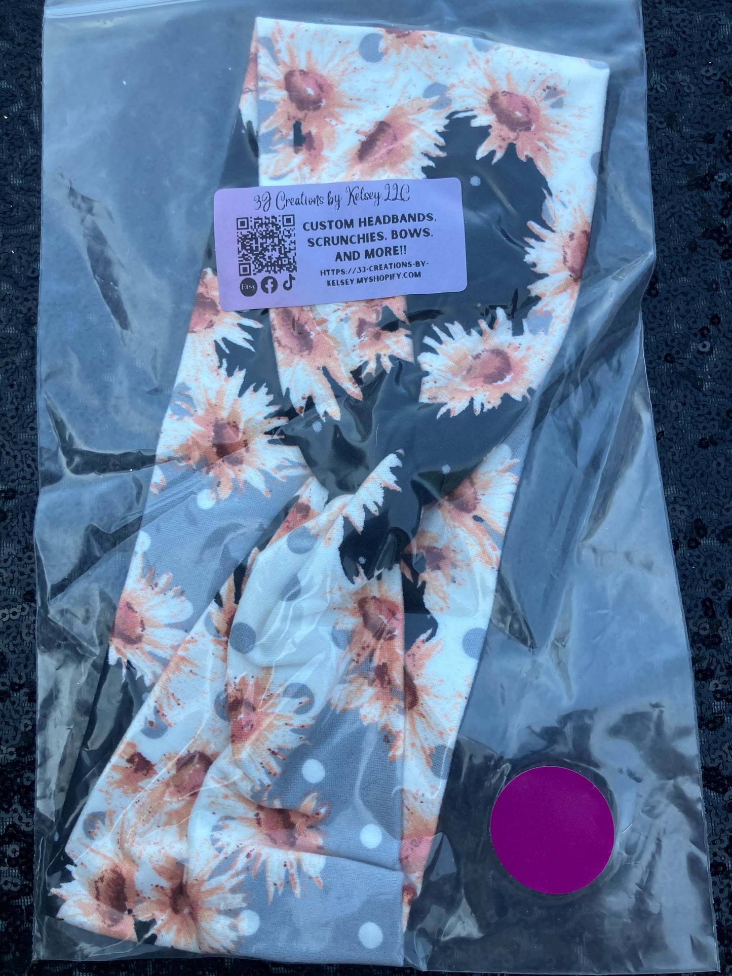 Floral polka dot child headband