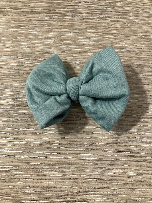 Dusty green clip bow