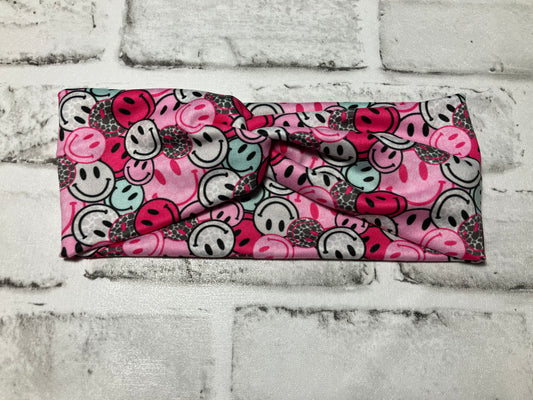 Pink smiley child headbands