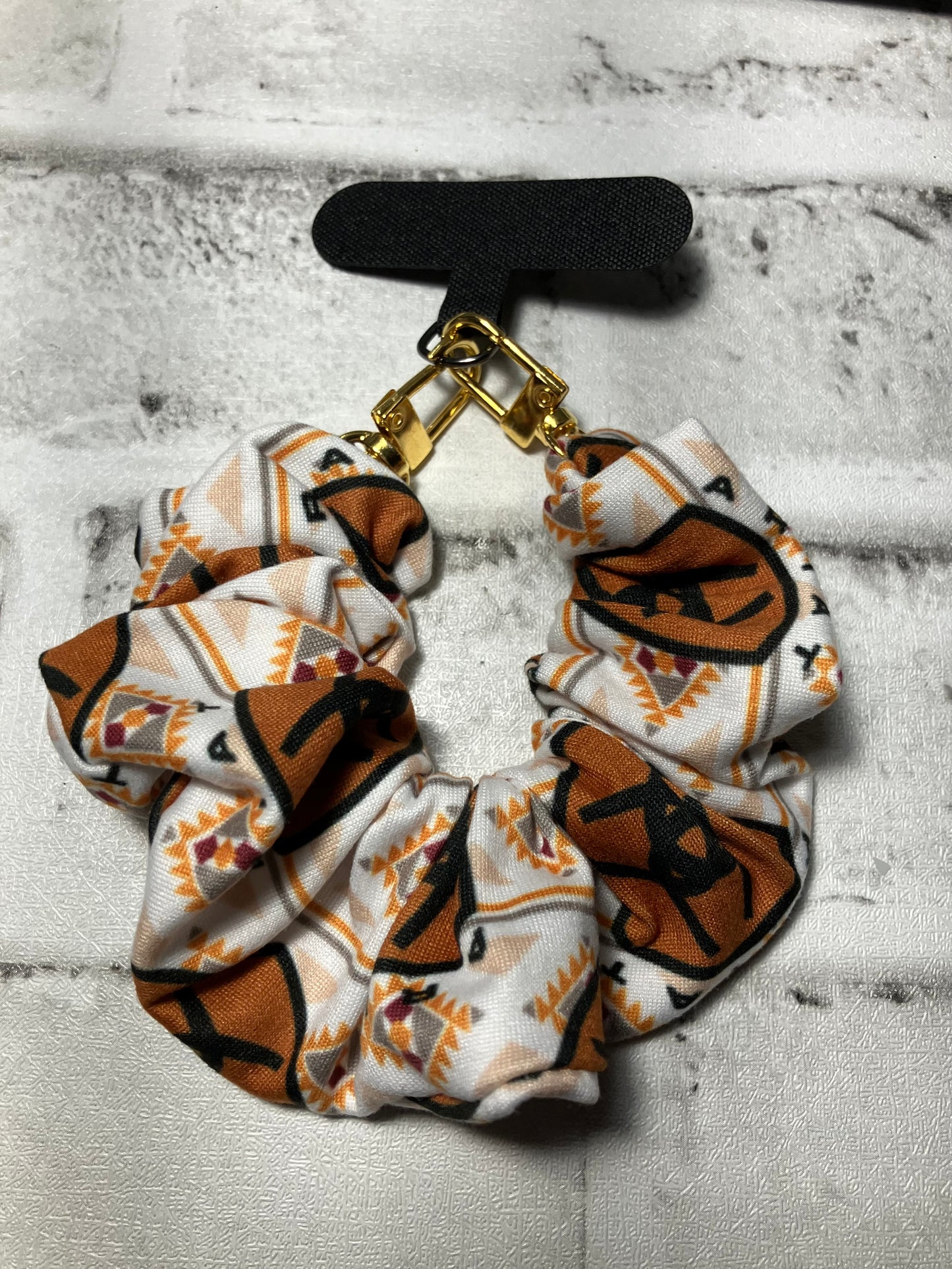 Aztec blue collar scrunchie keychain phone holders