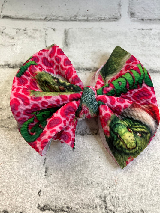 Pink mean guy clip bow