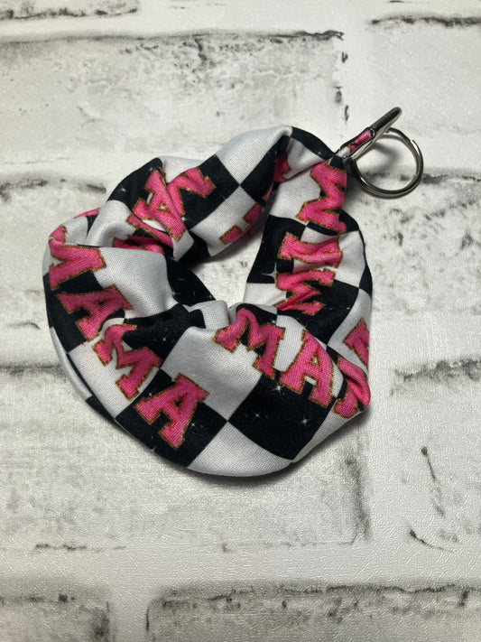 Mama checkered scrunchie keychain
