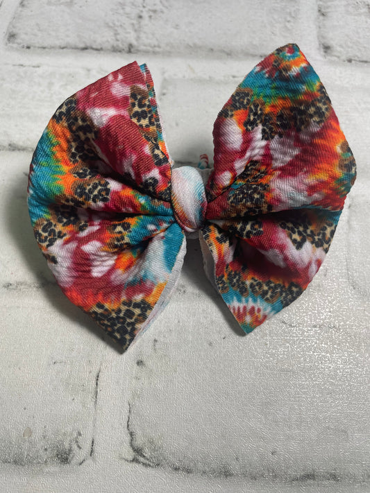 Tie dye leopard nylon nylon bow