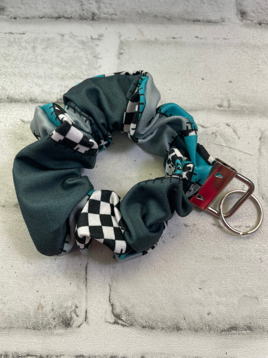Teal workwear scrunchie keychain