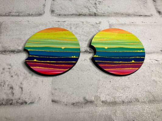 Rainbow stripes car coaster💜