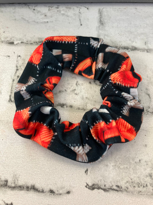 Pumpkin checkered scrunchies