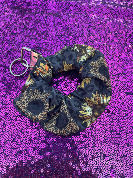 Sunflower leopard scrunchie keychain