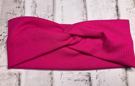 Pink ribbed adult headbands