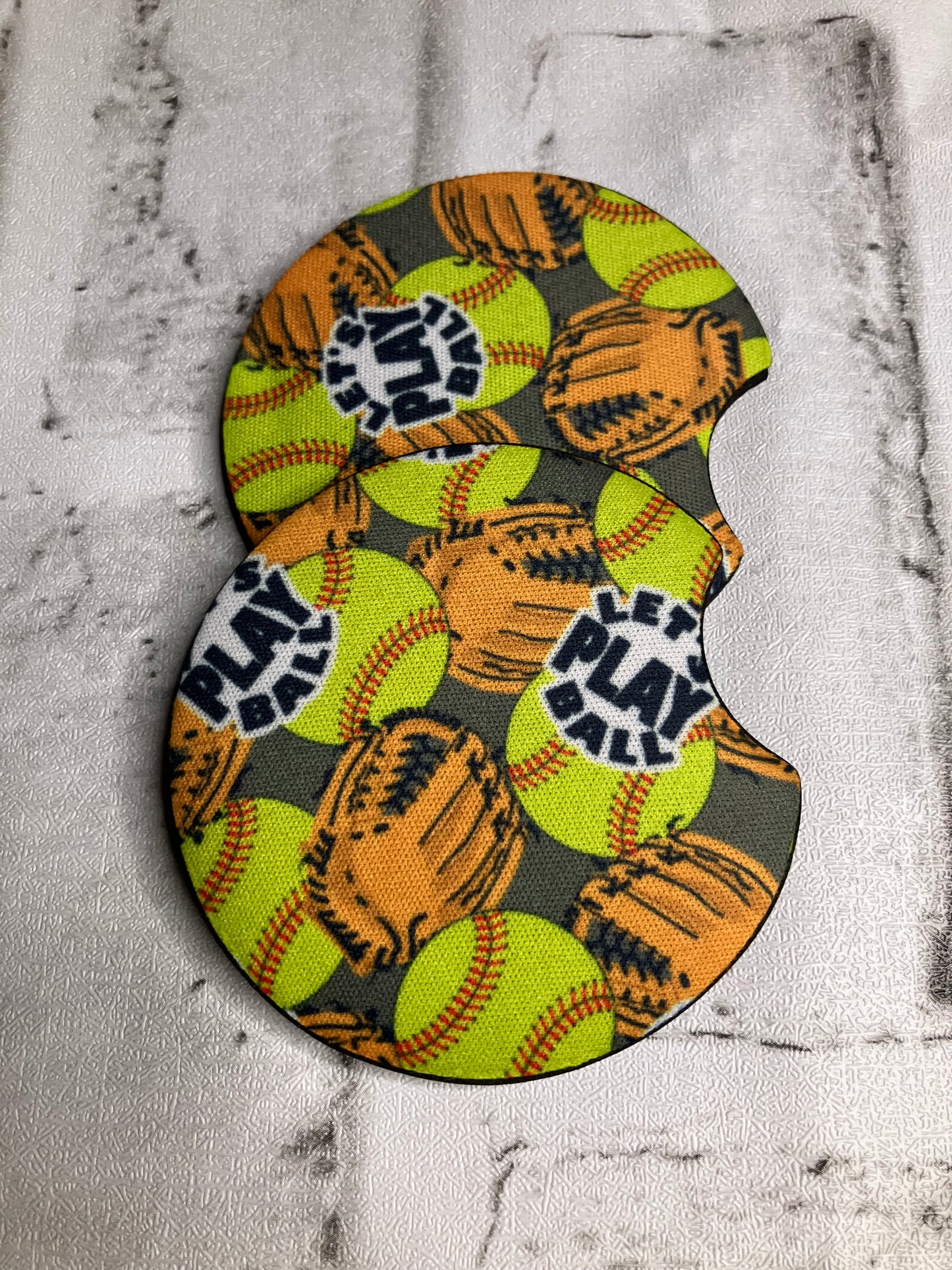Let’s play ball softball car coasters