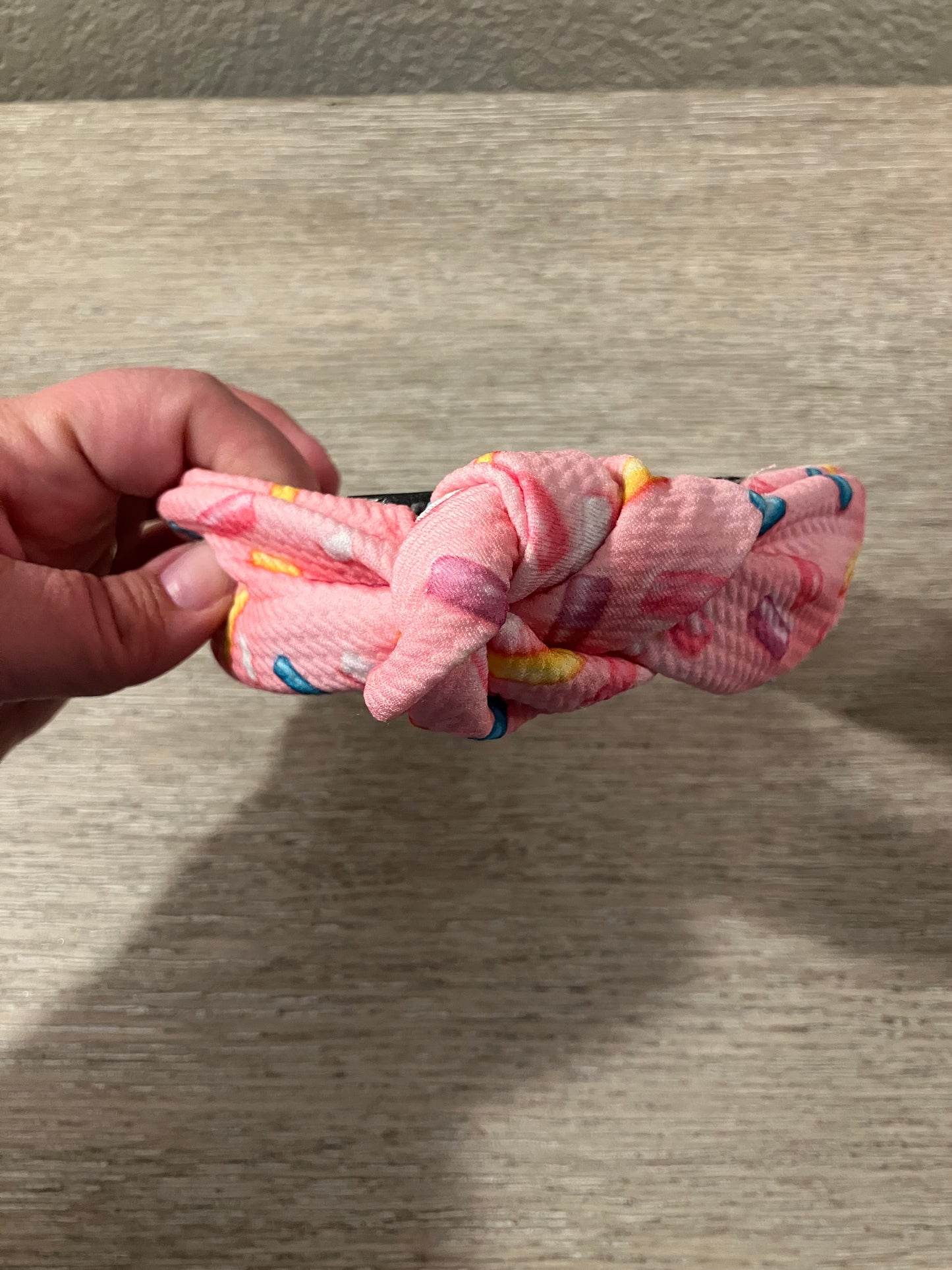 Pink sprinkle top knot headbands