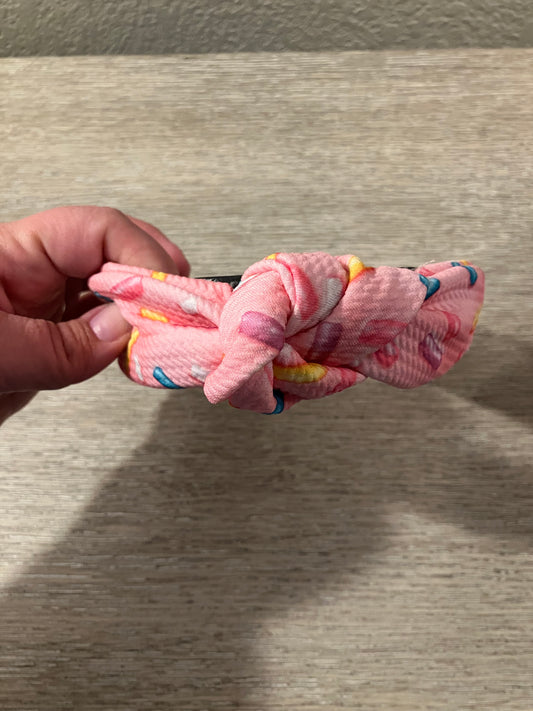 Pink sprinkle top knot headbands