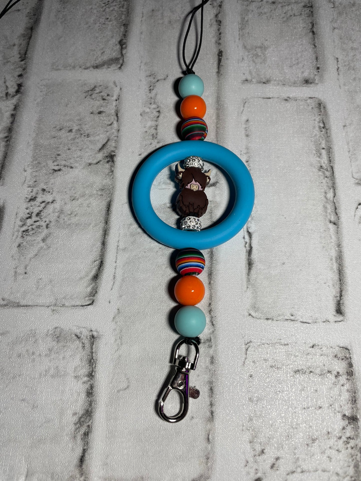 Cow highland serape blue car charm/freshie holder