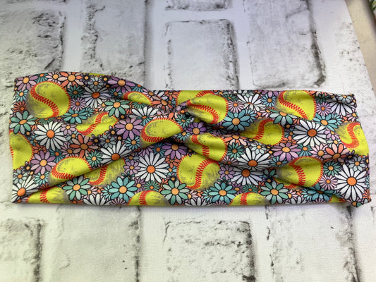 Softball floral adult headbands