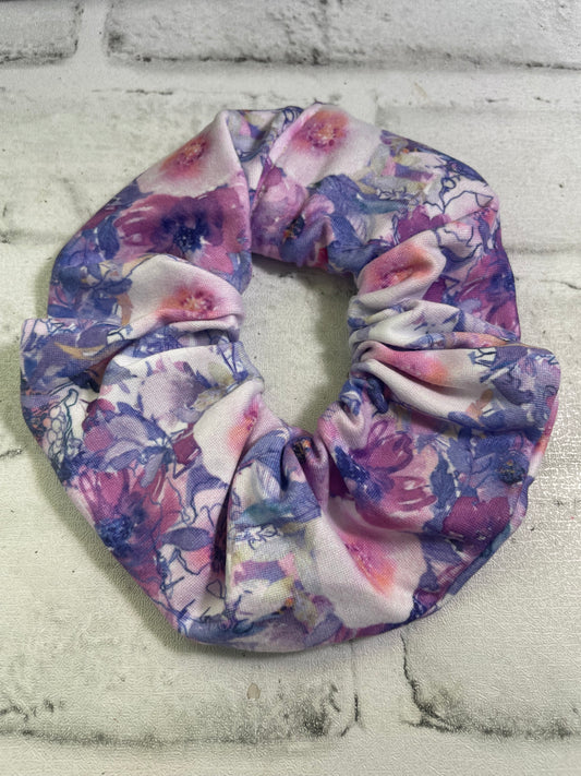 Purple floral scrunchie