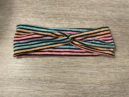 Rainbow glitter stripes adult gently used headband