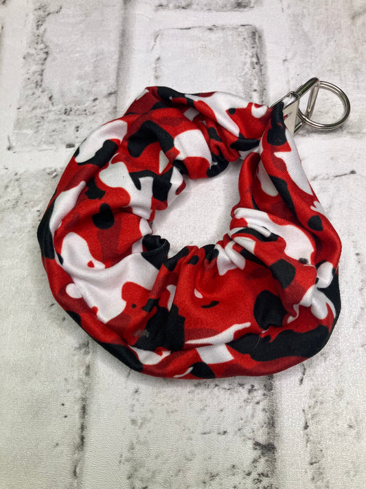 Red camo scrunchie keychain