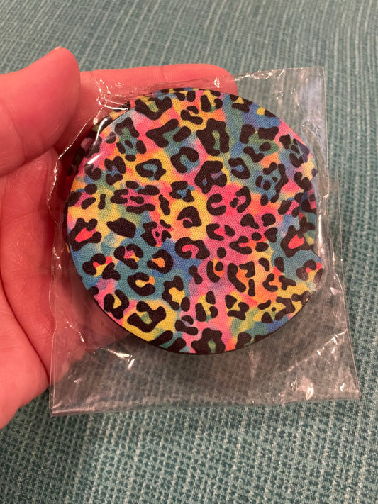 Rainbow cheetah car coasters💜