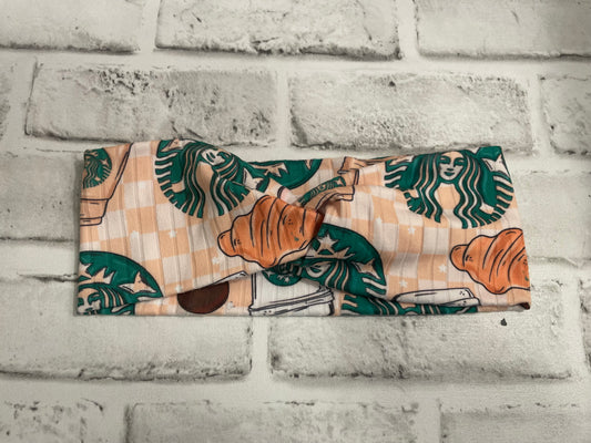 Coffee and croissant adult headbands