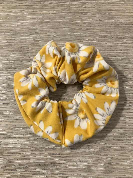 Yellow with flowers scrunchies
