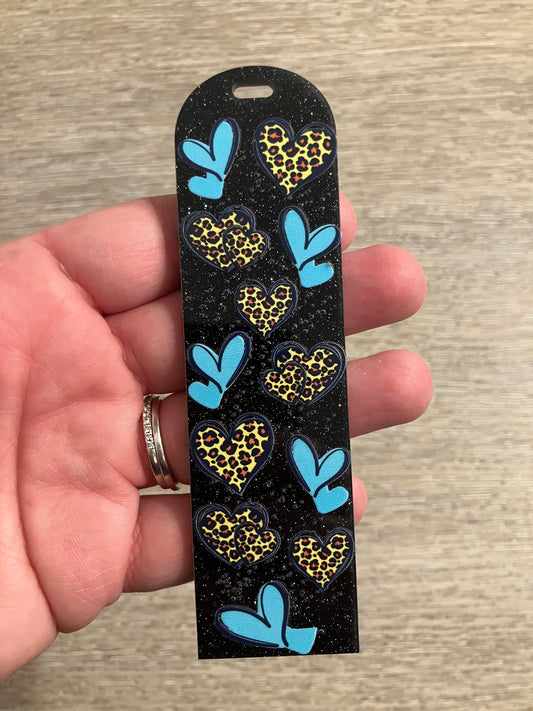 Black teal and leopard bookmark