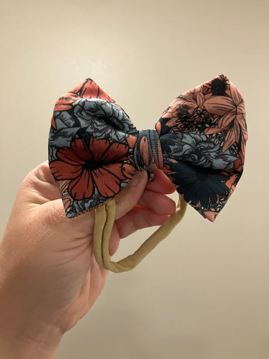 Fall floral nylon bow