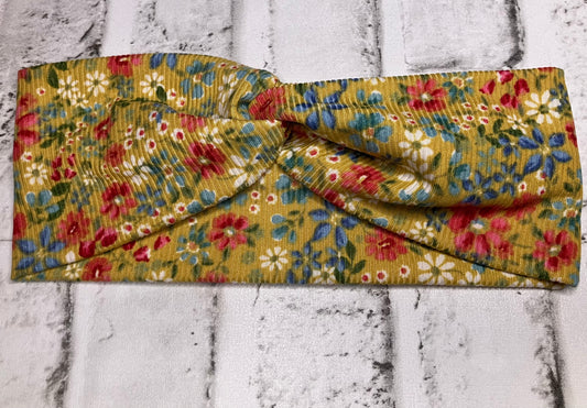 Mustard floral adult headbands
